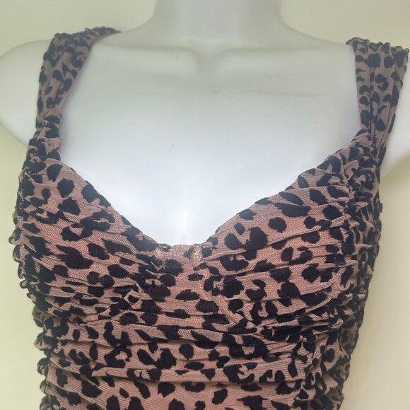 Majorelle - Tabitha Midi Dress - from revolve, animal print, Ruched, Size XS - Picture 7 of 9